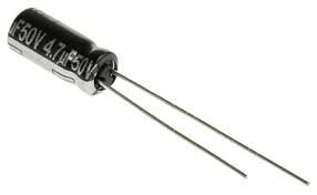 4.7 uF 50V Through Hole Electrolytic Capacitor